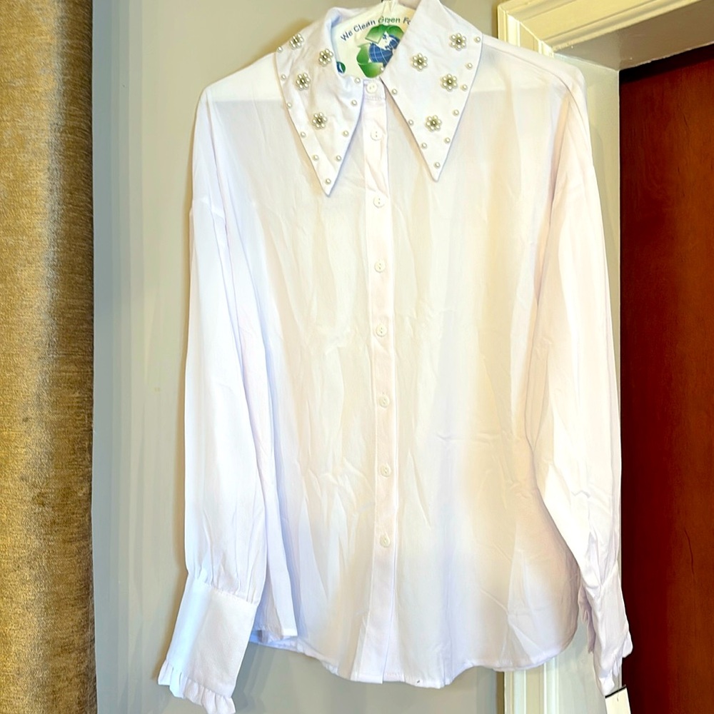 Stem & vine button up blouse women NWT